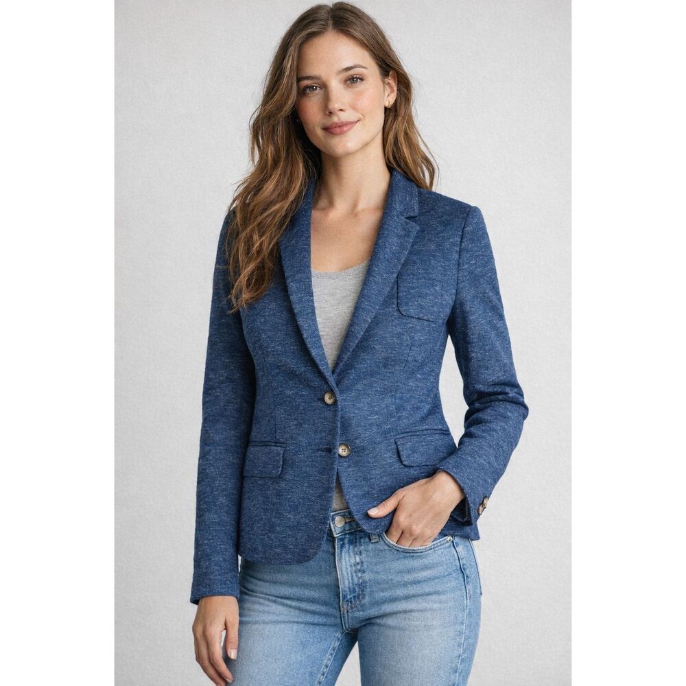 Esprit Blue Blazer Jacket Women’s Size US 8 Knit Stretch Casual Classic